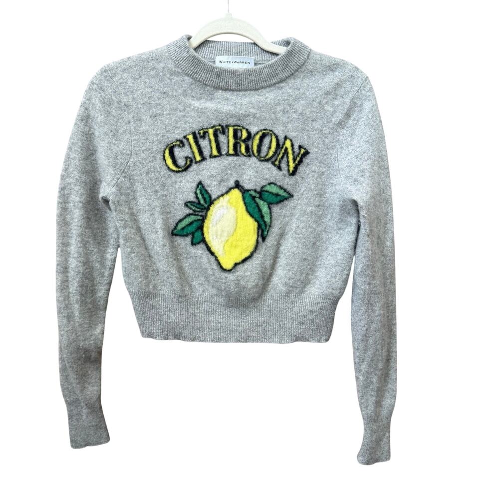 White + Warren Cashmere Sweater Citron Lemon Womens XS Soft Fruit